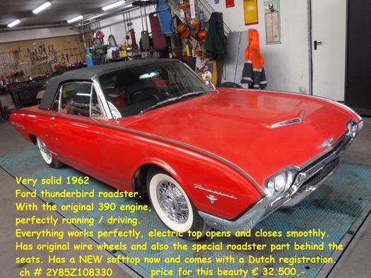 1962 Ford Thunderbird Roadster oldtimer te koop
