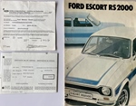 Documenten Ford Escort  RS 2000 oldtimer te koop