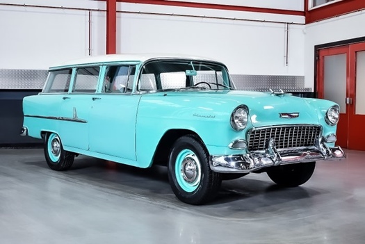 1955 Chevrolet Bel Air 4 Door Wagon - 6 cylinder Blue Flame oldtimer te koop
